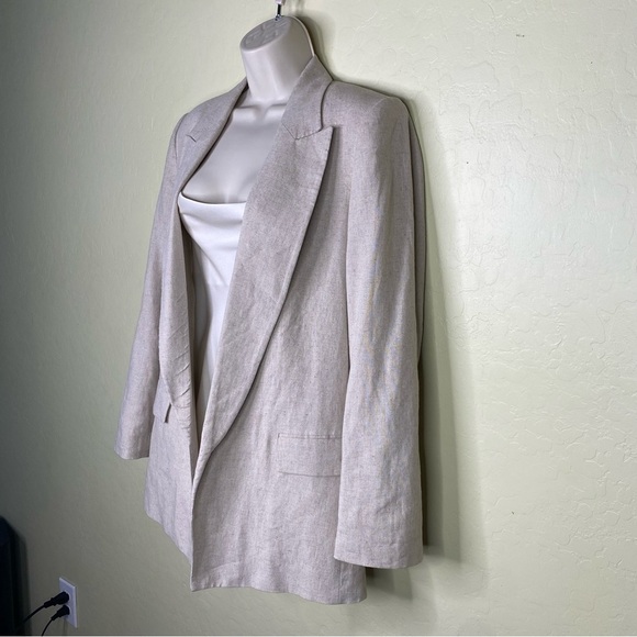 Zara Light Tan Linen Women's Oversized Blazer Size M - Picture 5 of 15